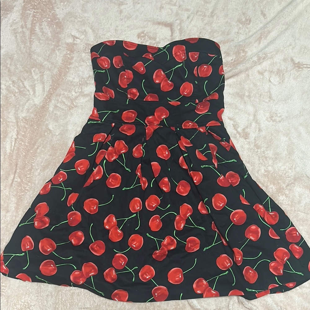 Cherry Print Strapless Dress